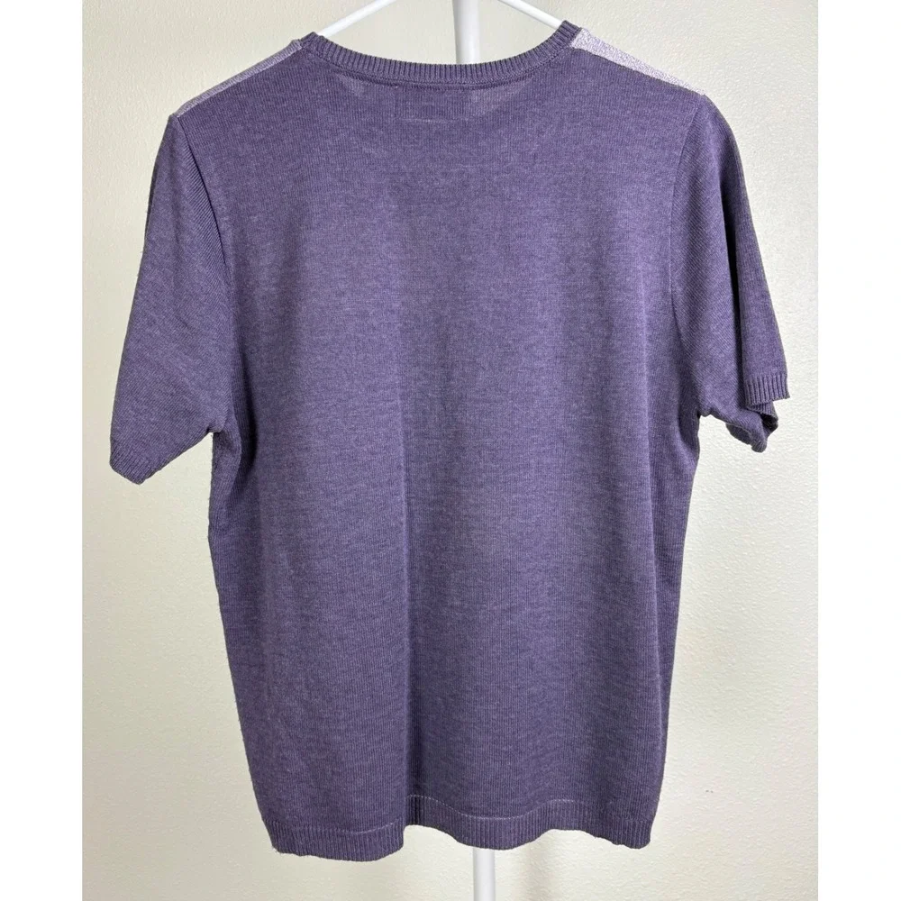 Vintage Alfred Dunner Purple Colorblock GrandmaCore Short Sleeve Sweater Small